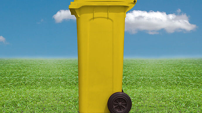 Kachel kommunale abfallsammlung Gelbetonne, Abfalltonne, Gras, Himmel, Wolke